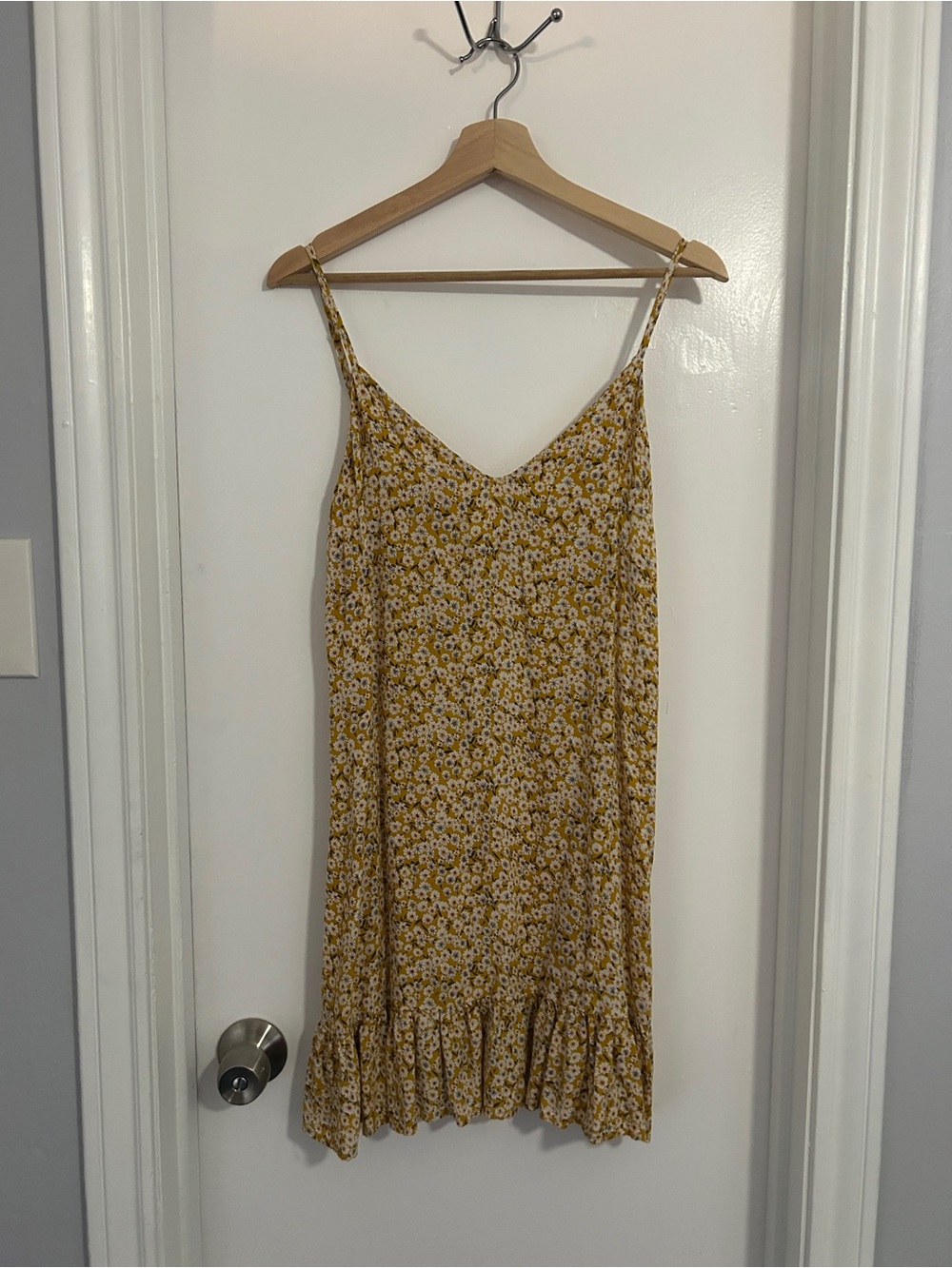 Yellow Floral Ruffle Slip Dress